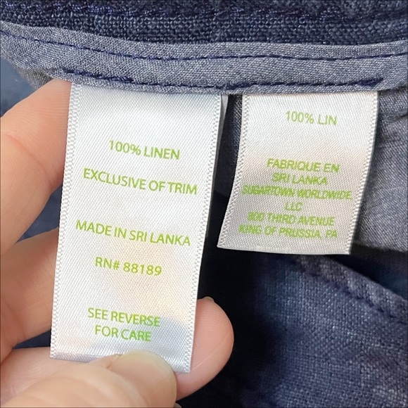 Lilly Pulitzer 100% Linen Straight Leg Pants 8 navy blue casual full length - Picture 6 of 12